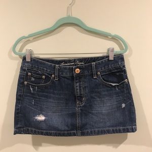 American Eagle Slightly Frayed Jean Mini Skirt